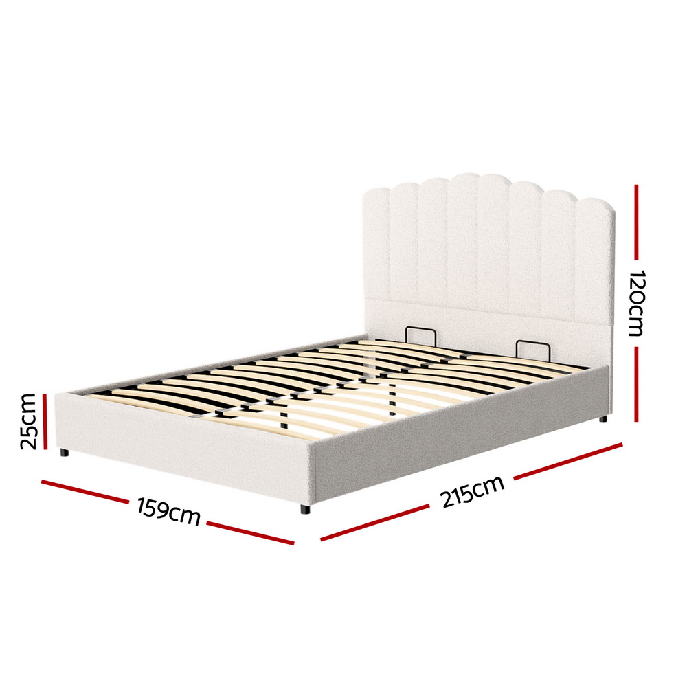 Artiss Fion Gas Lift Boucle Bed Frame, Various Sizes view 2