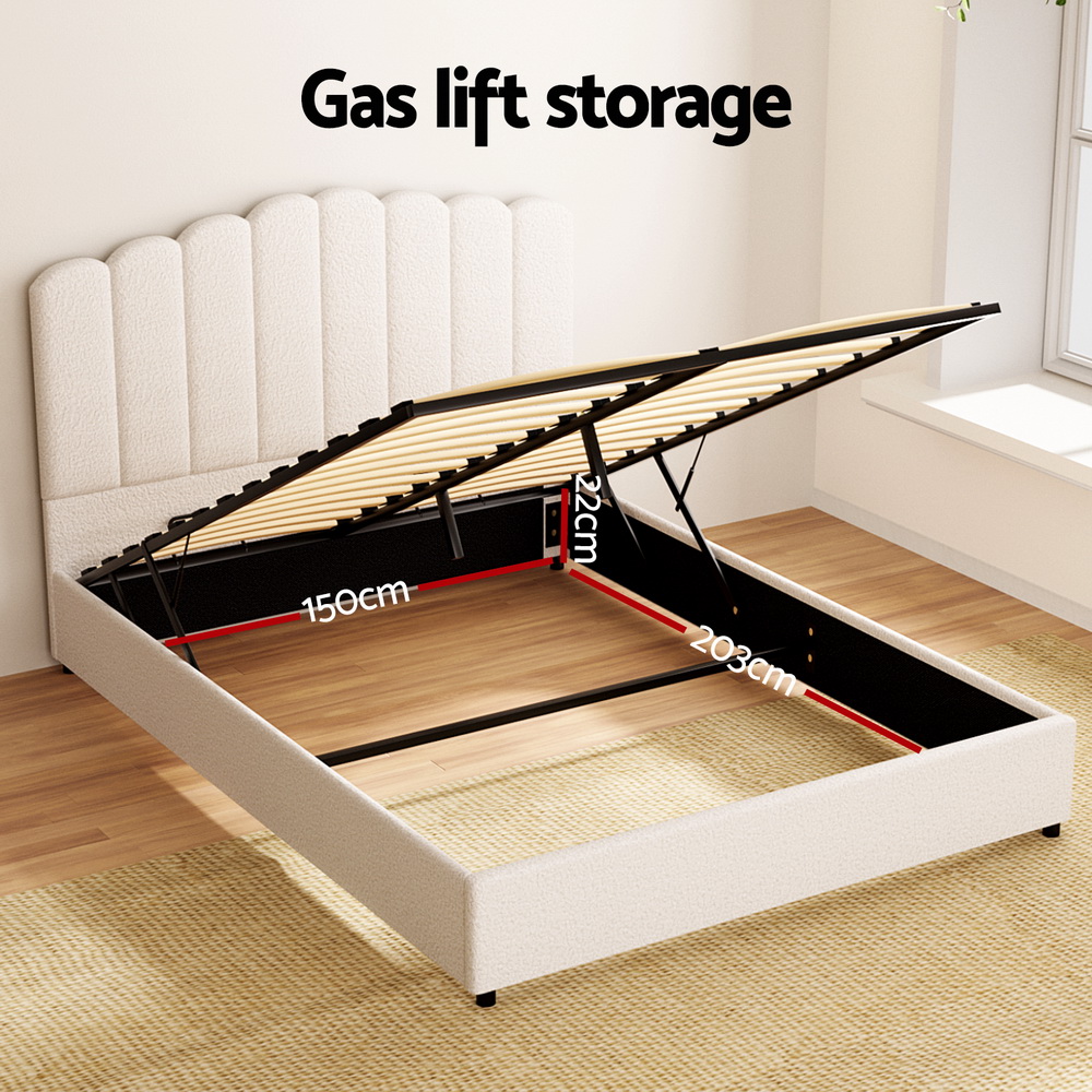 Artiss Fion Gas Lift Boucle Bed Frame, Various Sizes view 5