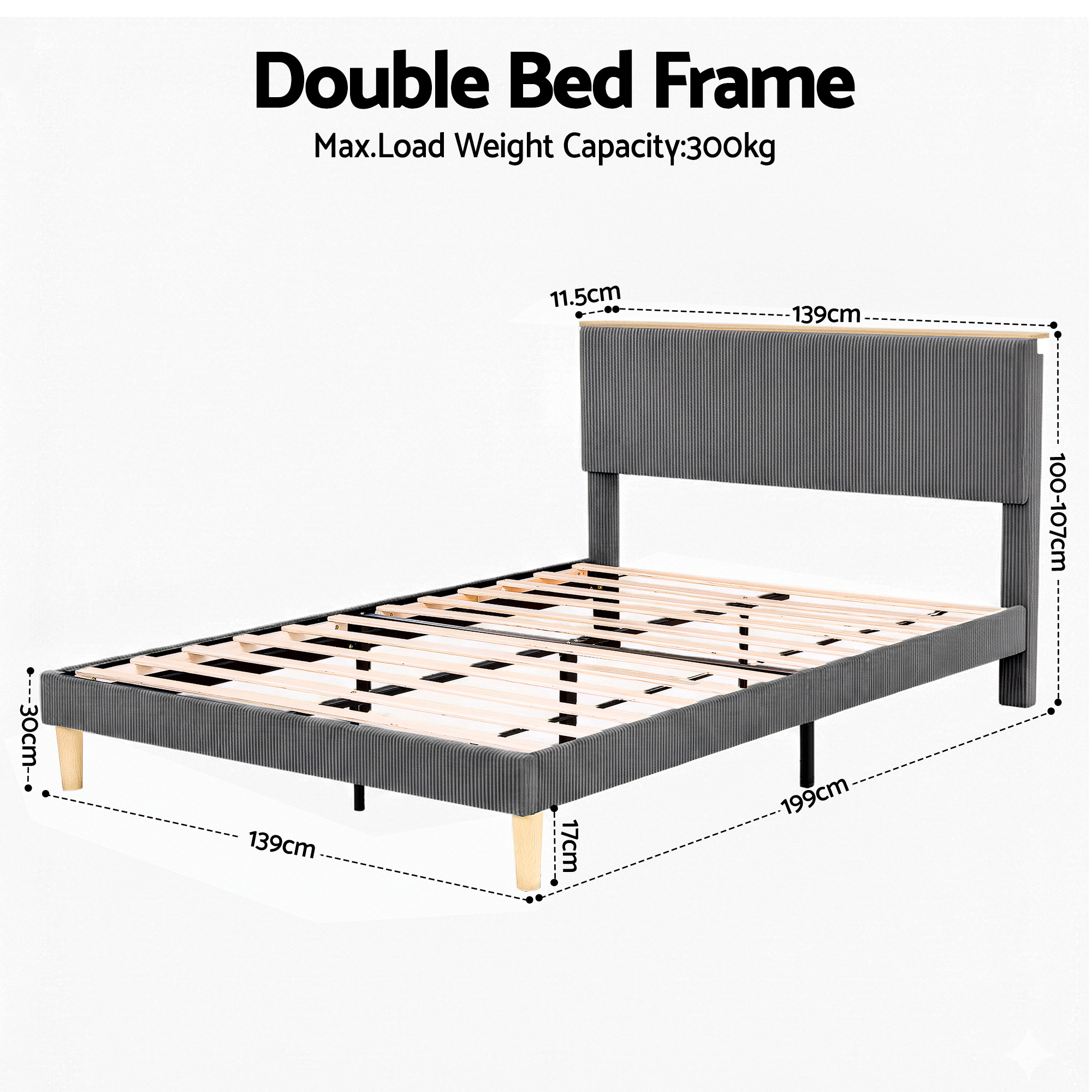 Artiss Upholstered Velvet Bed Frame with Mood Lighting view 2