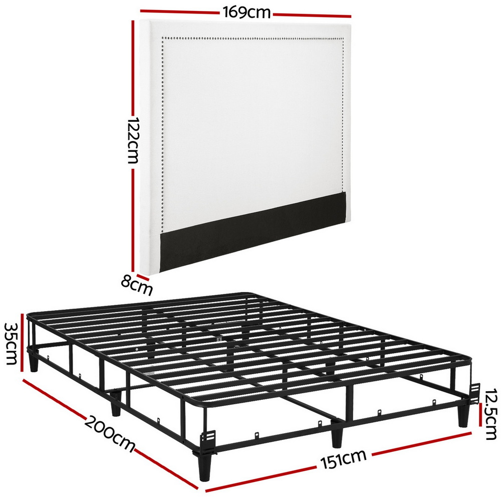 Artiss Queen Bed Frame with Fabric Headboard and Platform Base view 2