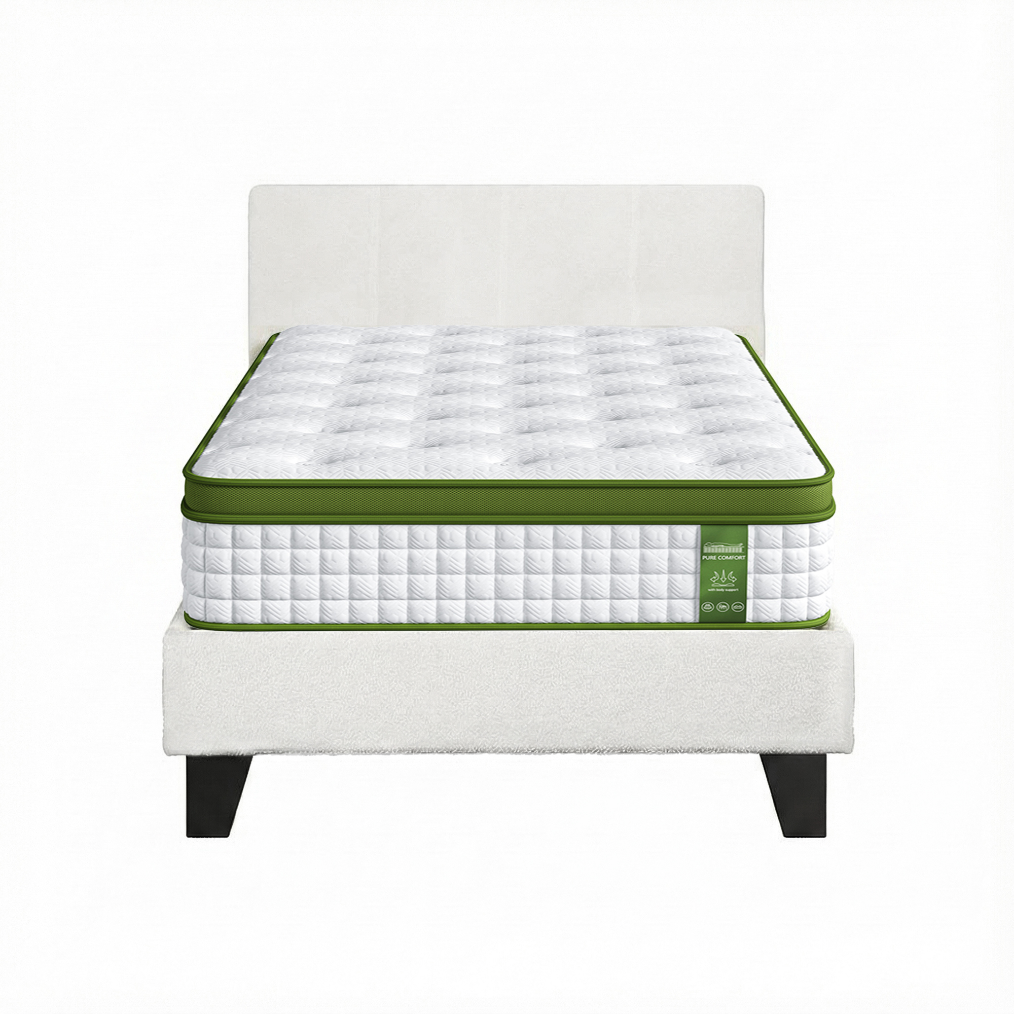 Artiss Single Bed Frame with Boucle Hybrid Mattress Set view 3