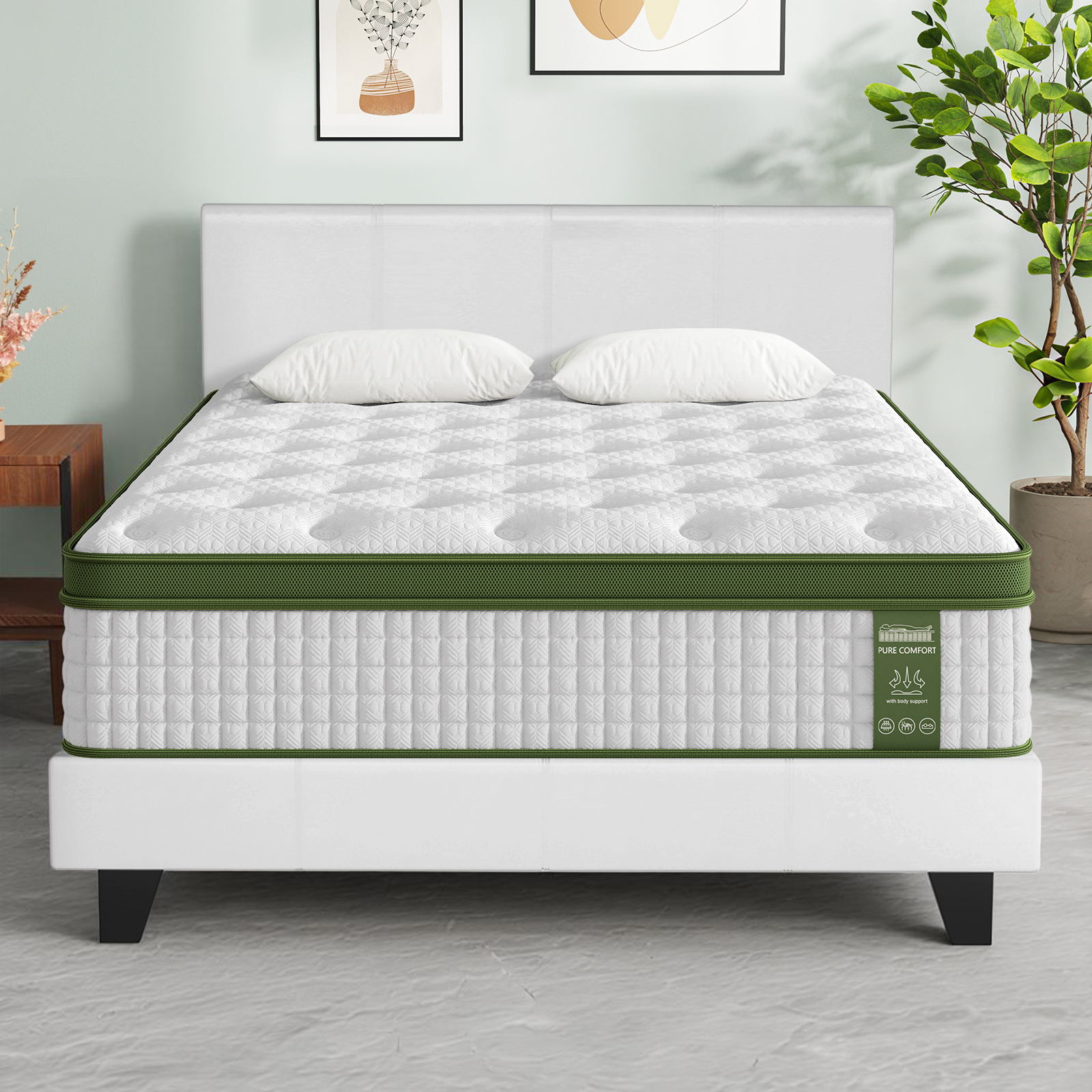 Artiss BedStory Double Bed Frame & Mattress Bundle, White