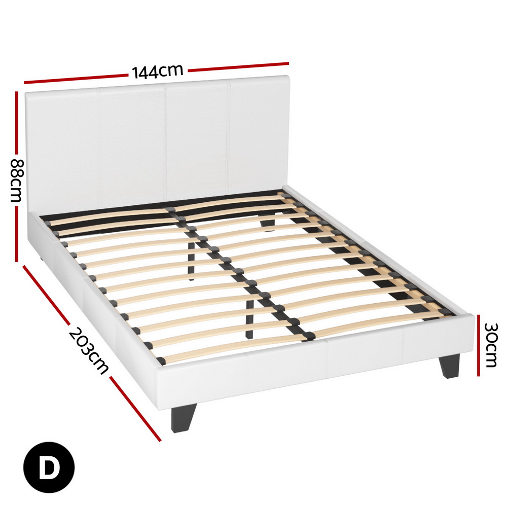 Artiss BedStory Double Bed Frame & Mattress Bundle, White view 2