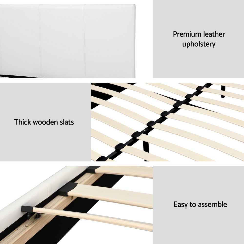 Artiss BedStory Double Bed Frame & Mattress Bundle, White view 5