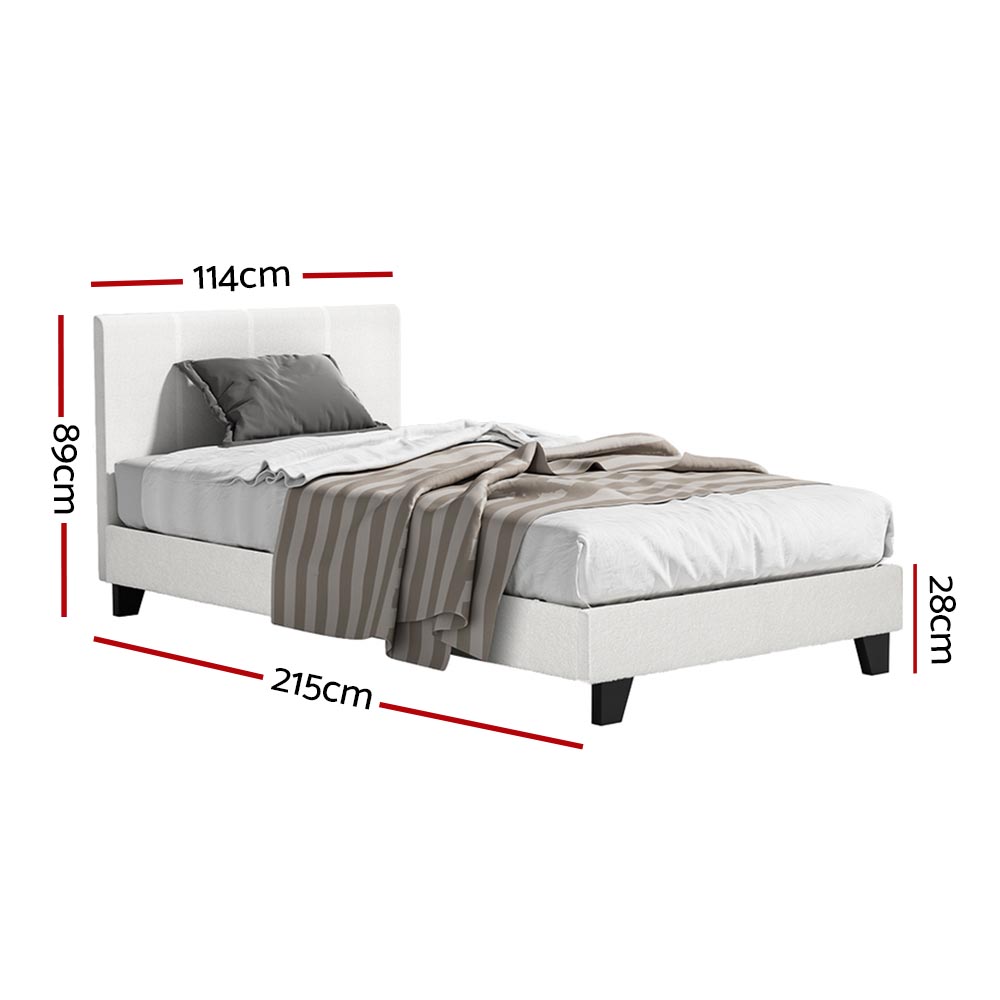 Artiss King Single Boucle Bed Set with Hybrid Mattress view 2