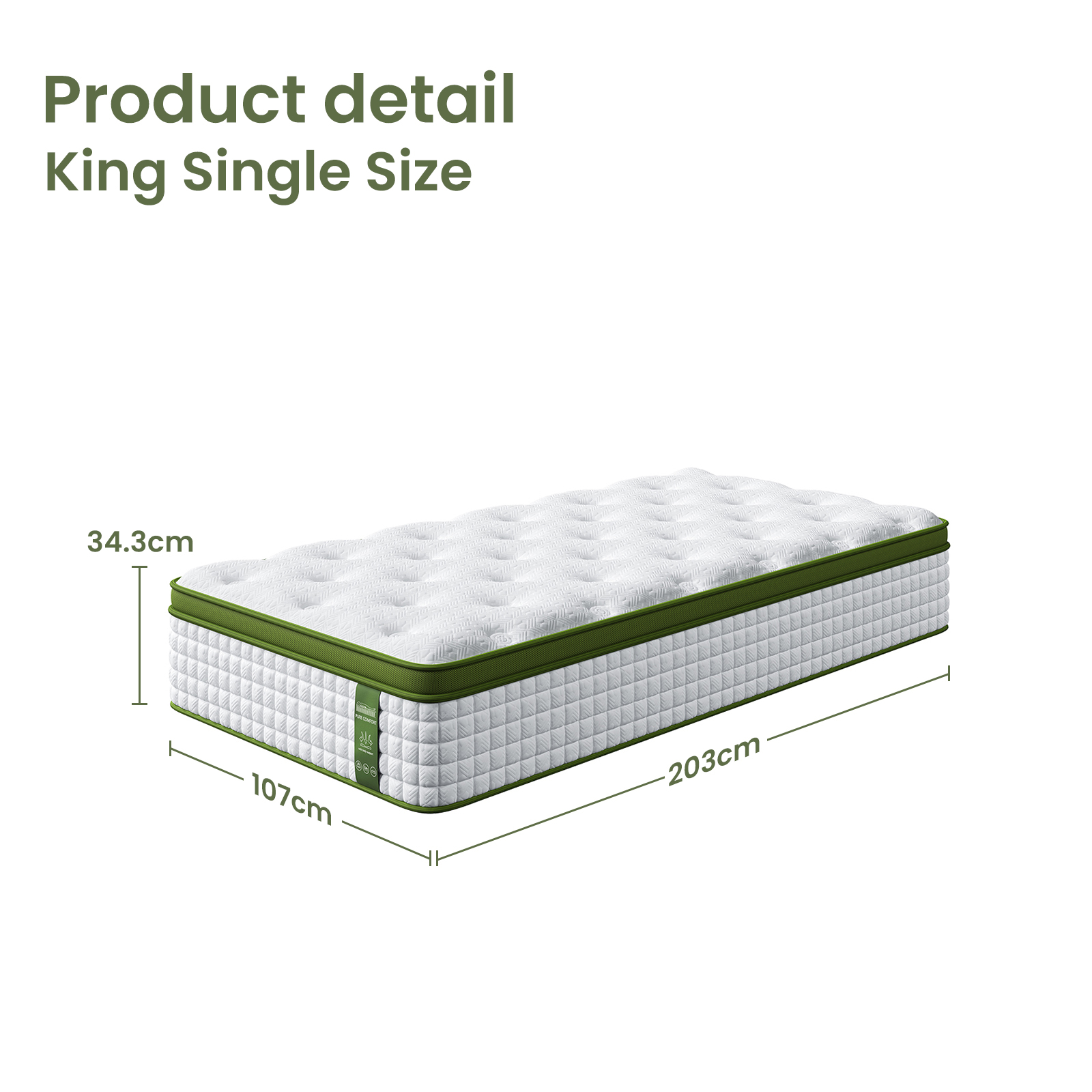 Artiss King Single Boucle Bed Set with Hybrid Mattress view 3