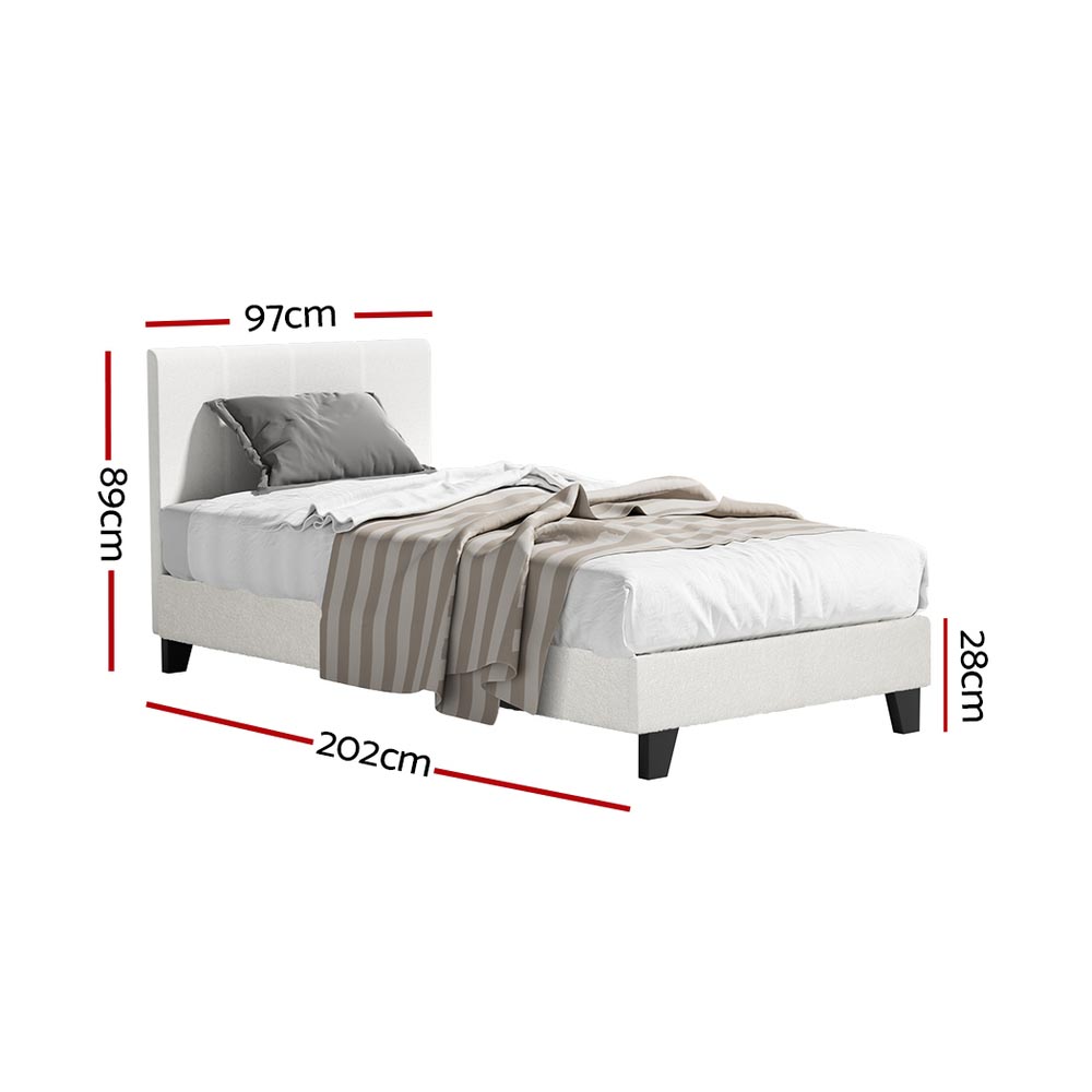 Artiss BedStory Single Bed Frame & Mattress Bundle, White view 2