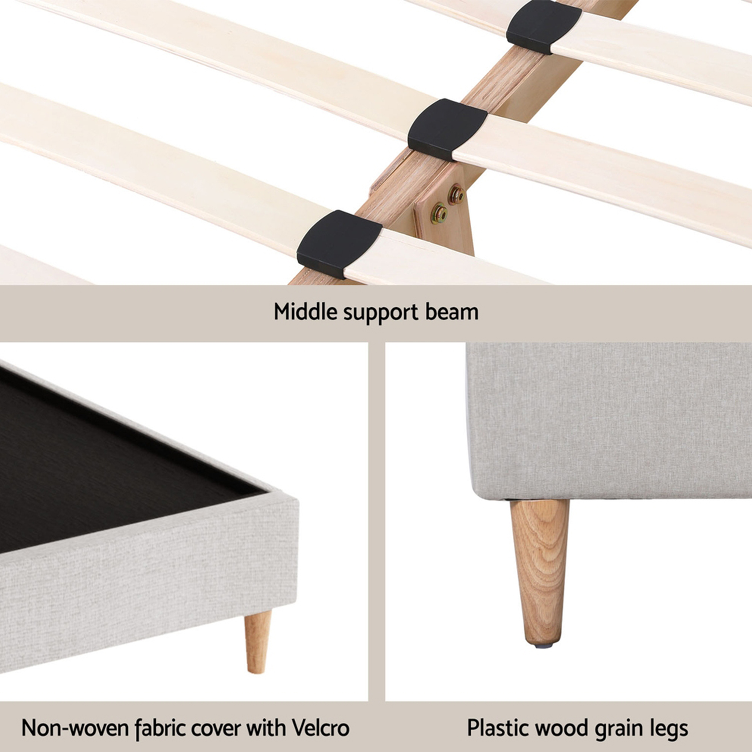 Artiss Queen Storage Bed Frame with Scalloped Velvet Headboard view 5