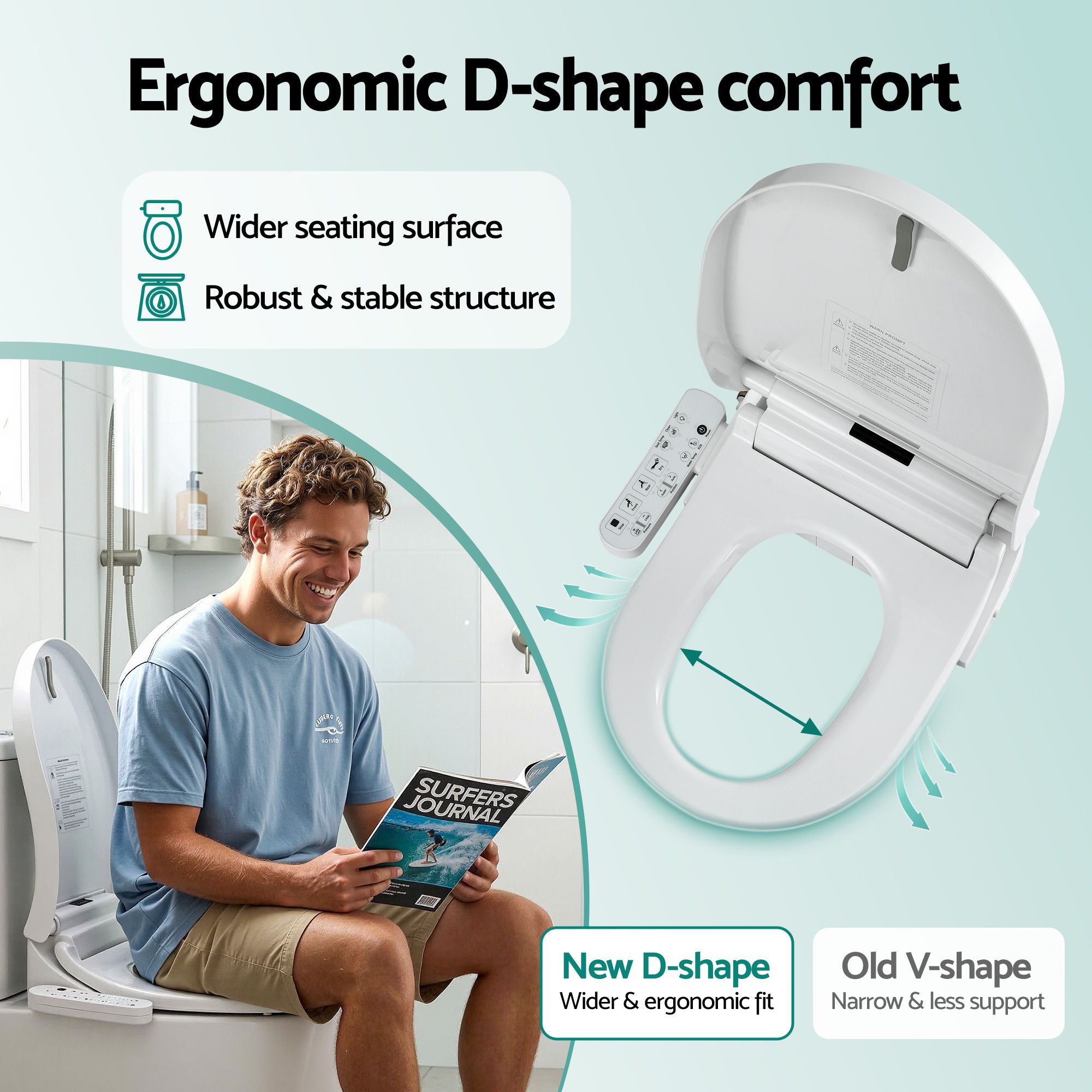 Cefito Electric Bidet Toilet Seat, D-Shape, SIAA view 5