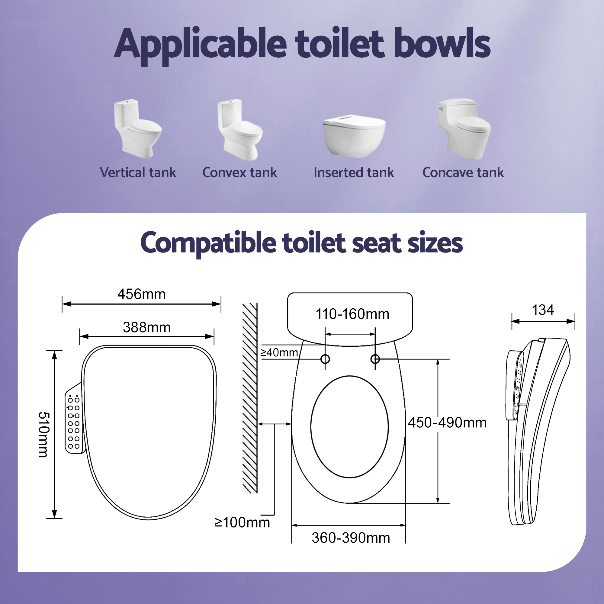 Cefito Heated Electric Bidet Toilet Seat with LED Night Light view 3