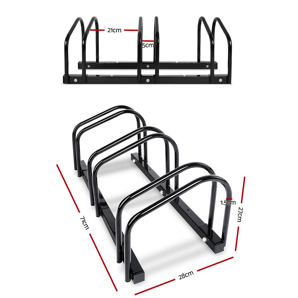 Weisshorn 3 Bike Stand Floor Parking Rack, Black view 2