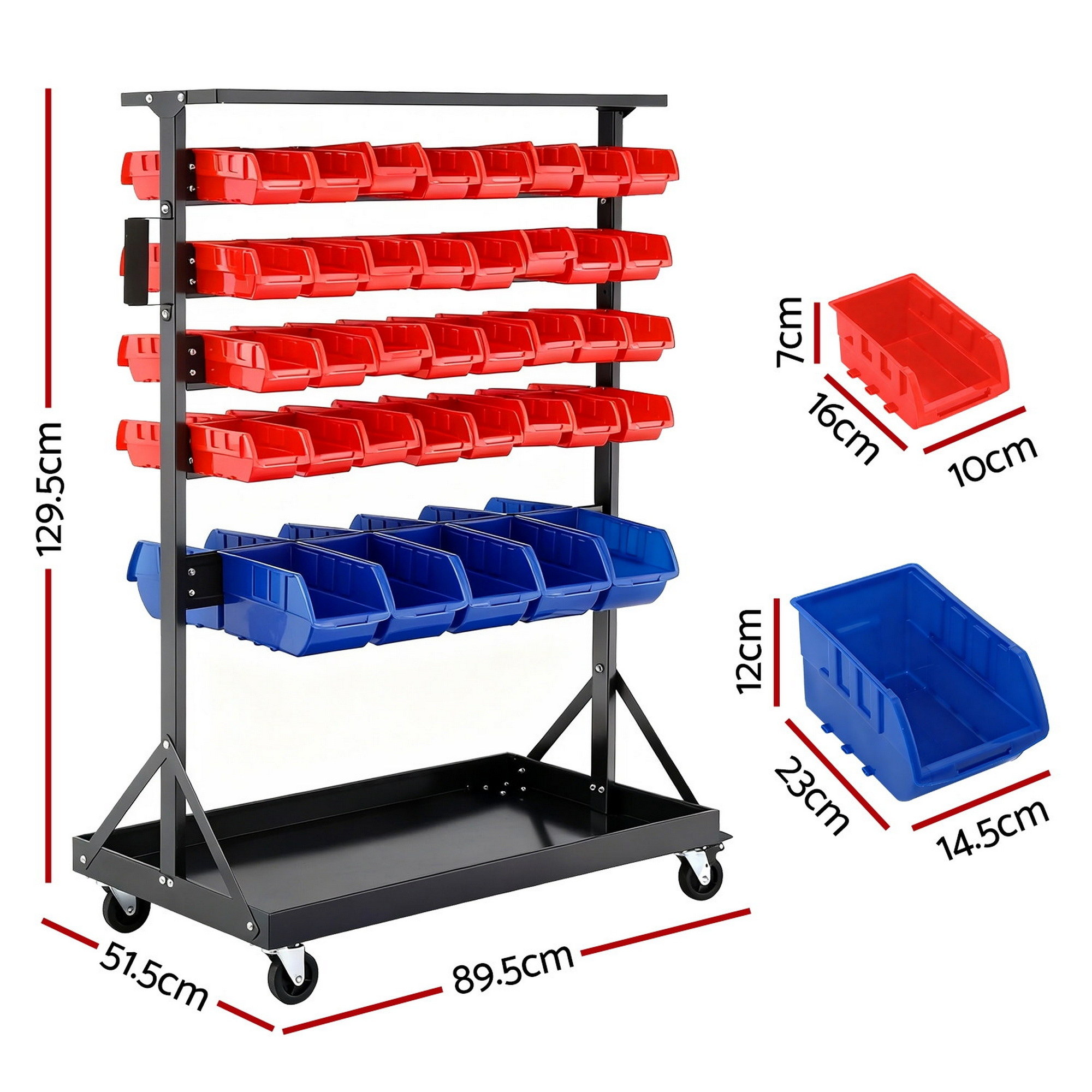 Giantz 74 Bin Double Sided Mobile Storage Rack view 3