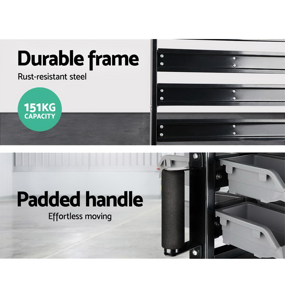 Giantz 90 Bin Double Sided Storage Bin Rack on Wheels view 5