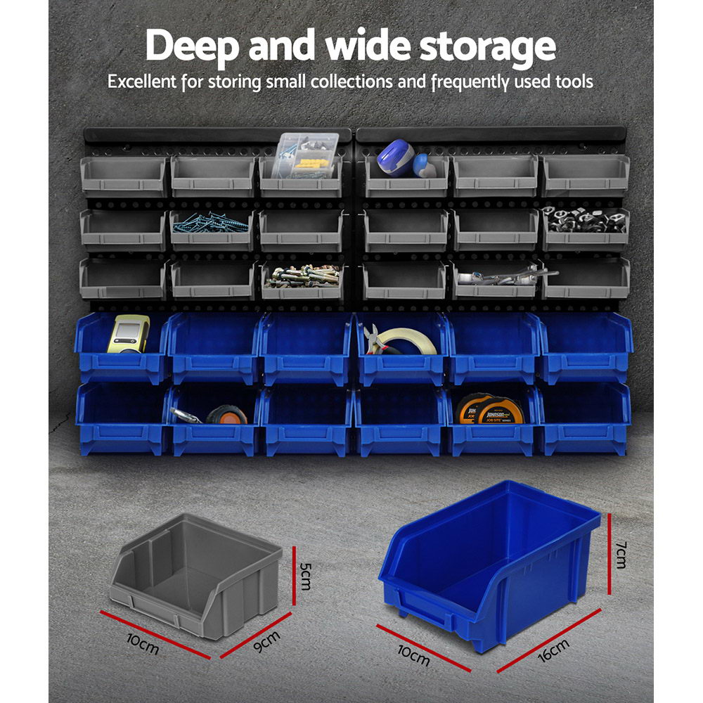 Giantz Wall Mounted Storage Bin Rack, 30 to 88 Bins view 3