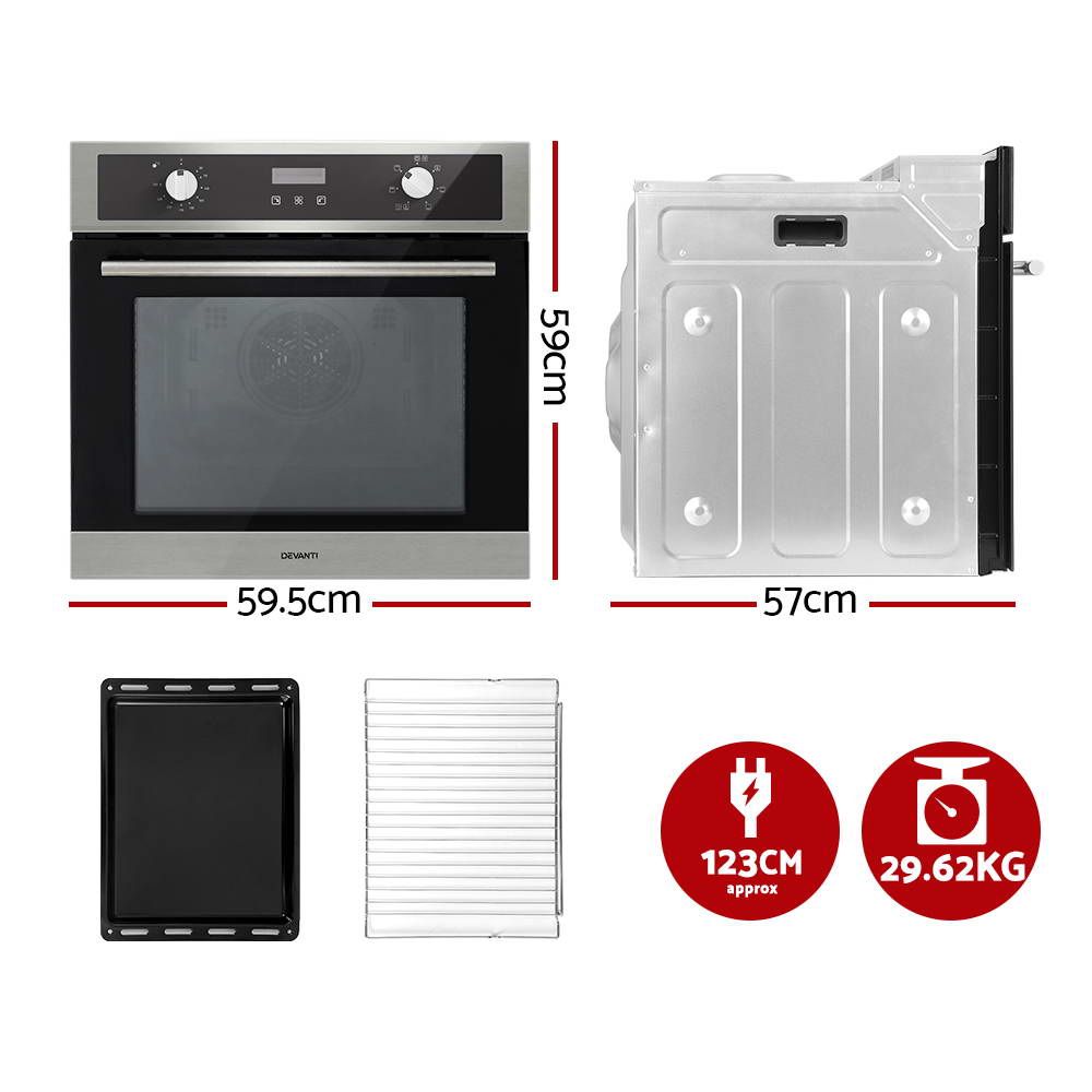 Devanti Built-In Wall Oven 80L Convection Grill view 2