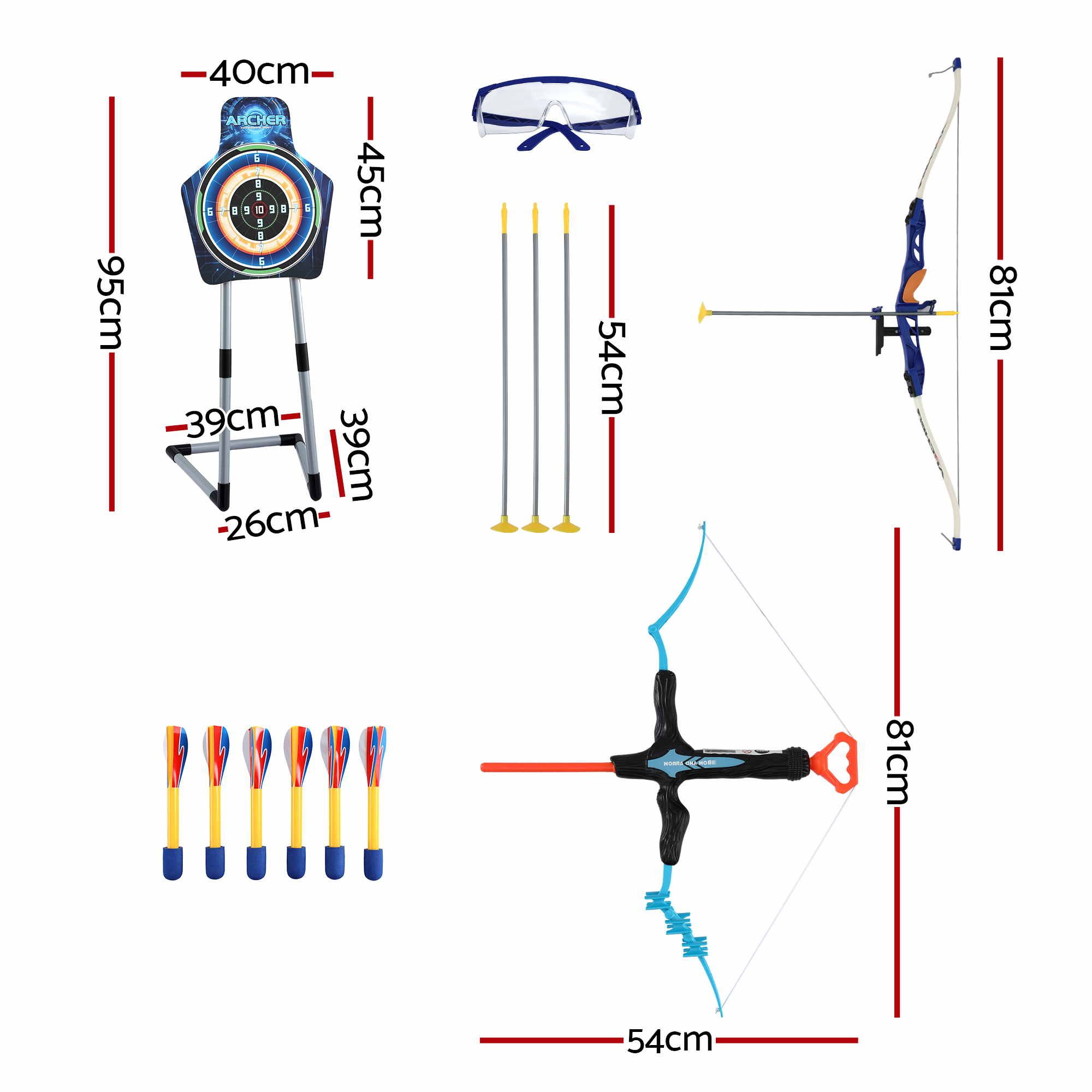 Keezi Kids Bow and Arrow Set Toy Archery Standing Target Suction Cup Arrows view 2