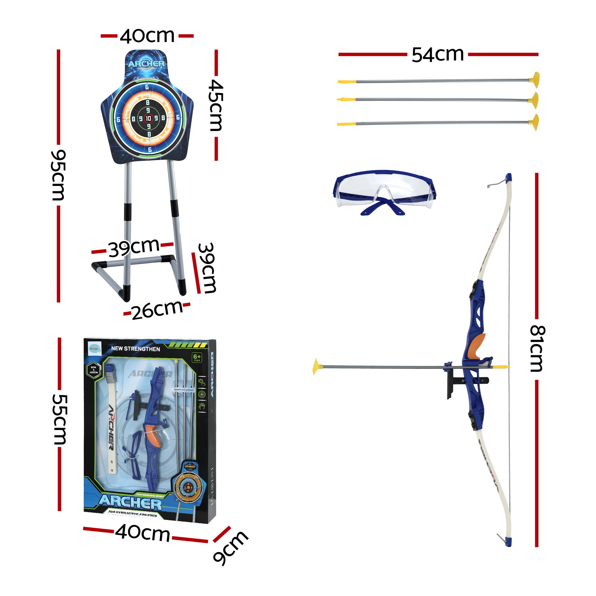 Keezi Kids Bow and Arrow Set with Target and Goggles view 2