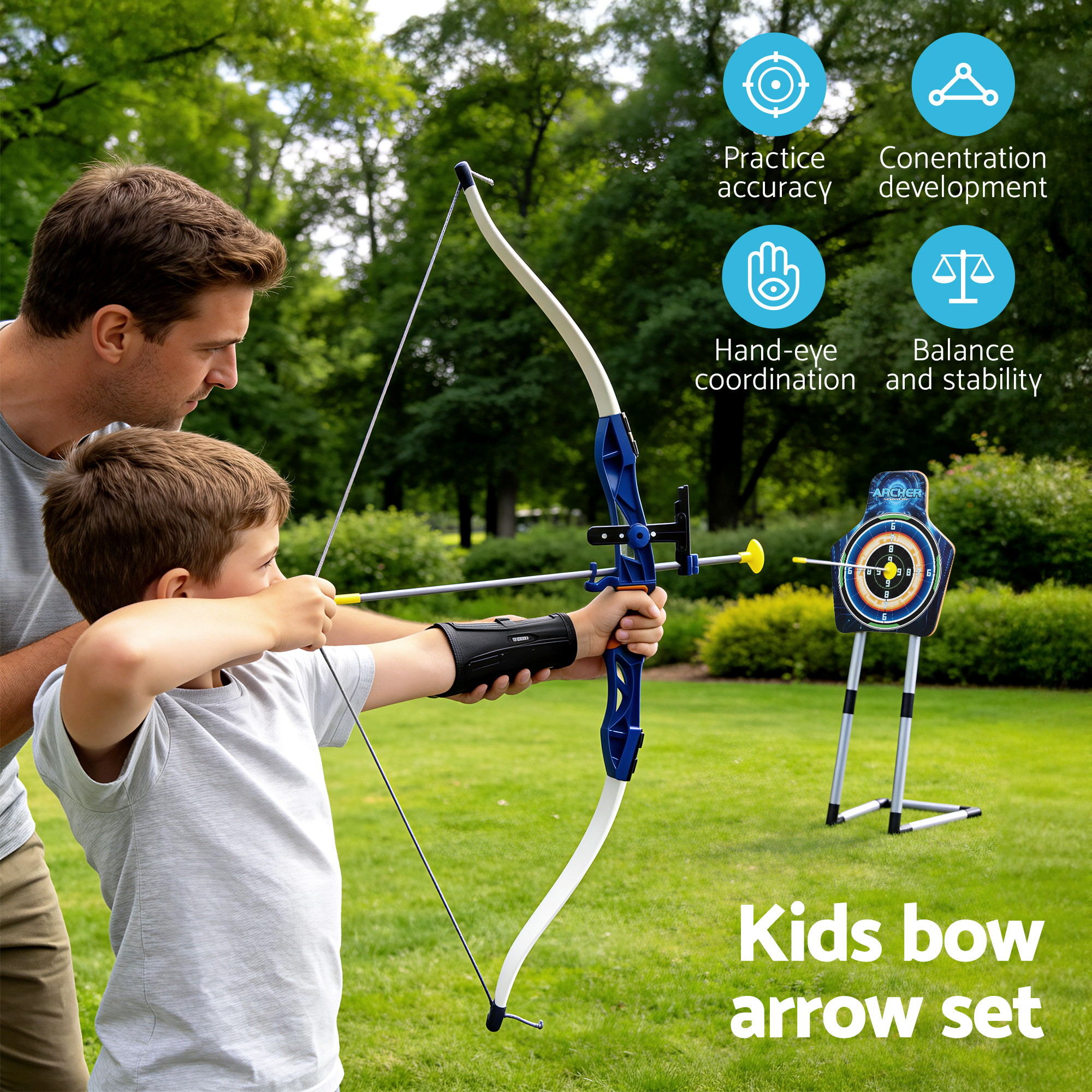 Keezi Kids Bow and Arrow Set with Target and Goggles view 4