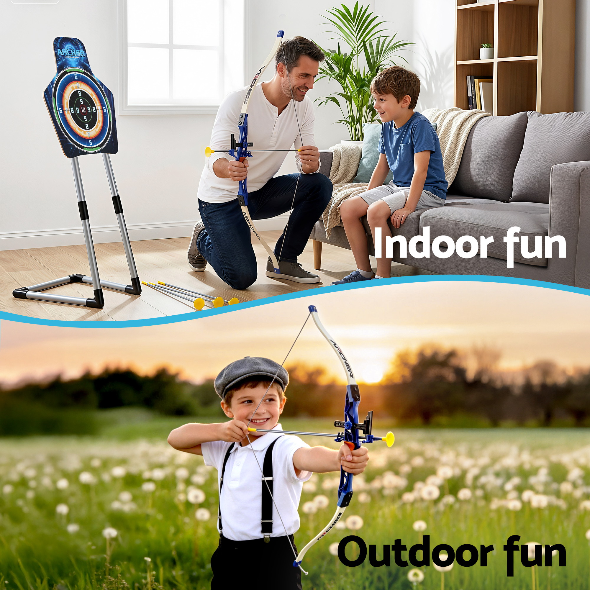 Keezi Kids Bow and Arrow Set with Target and Goggles view 5