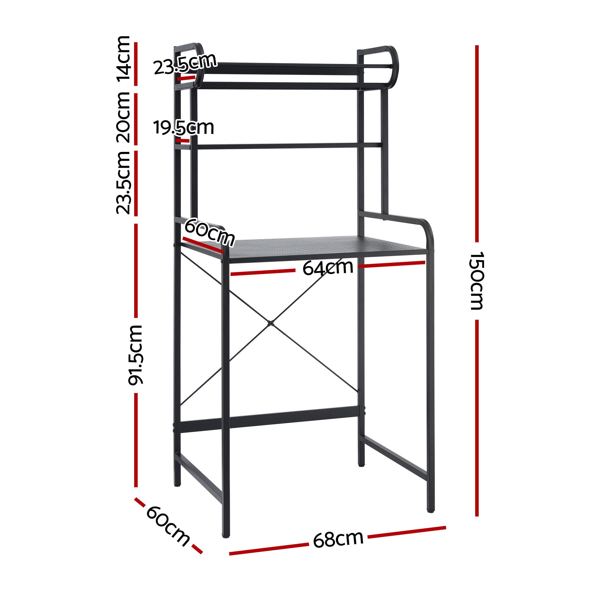 Artiss Bathroom Storage Shelf Over Washing Machine 3 Tier view 3