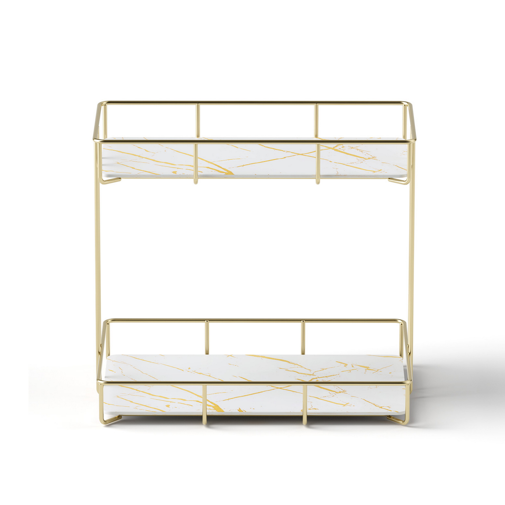 Artiss Bathroom Storage Rack 2 Tier Marble Look Gold view 3