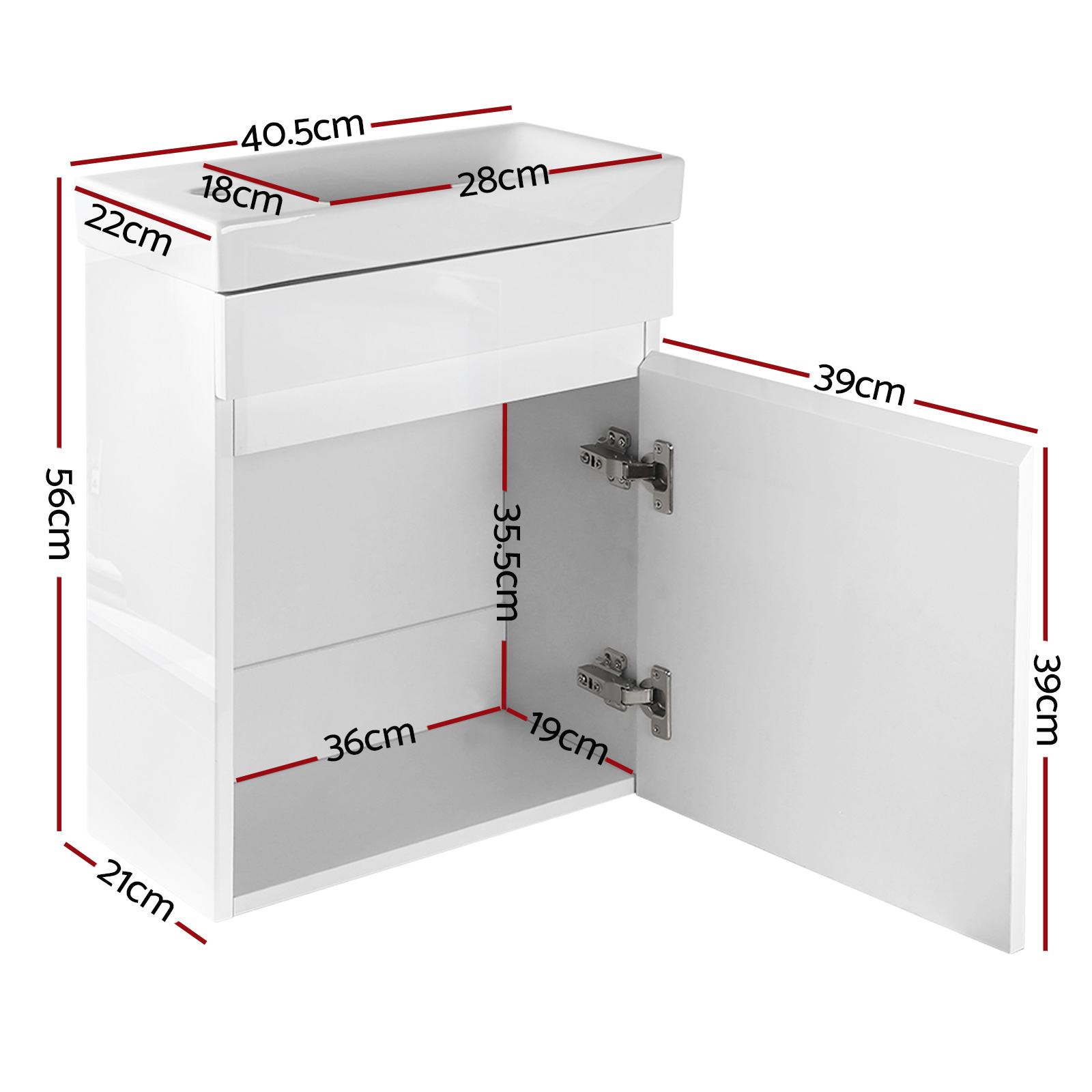 Cefito 400mm Vanity Unit with Basin, White view 4
