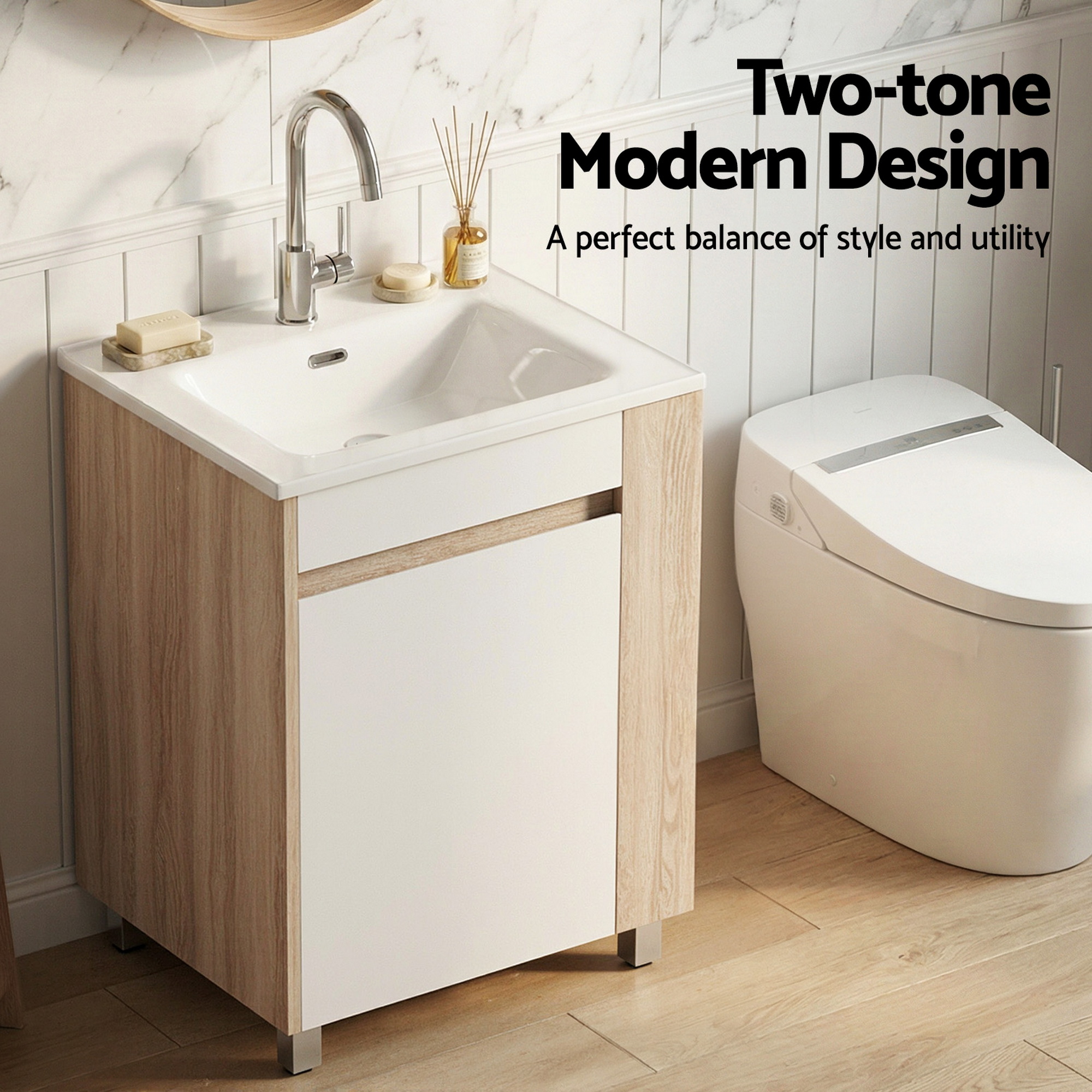 Cefito 835mm Freestanding Vanity Unit, Side Storage view 5