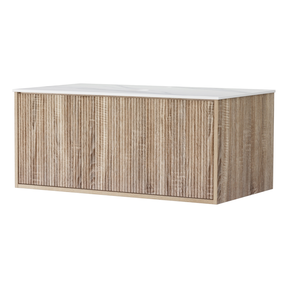 Cefito 915mm Wall Hung Vanity Unit, Grooved Oak