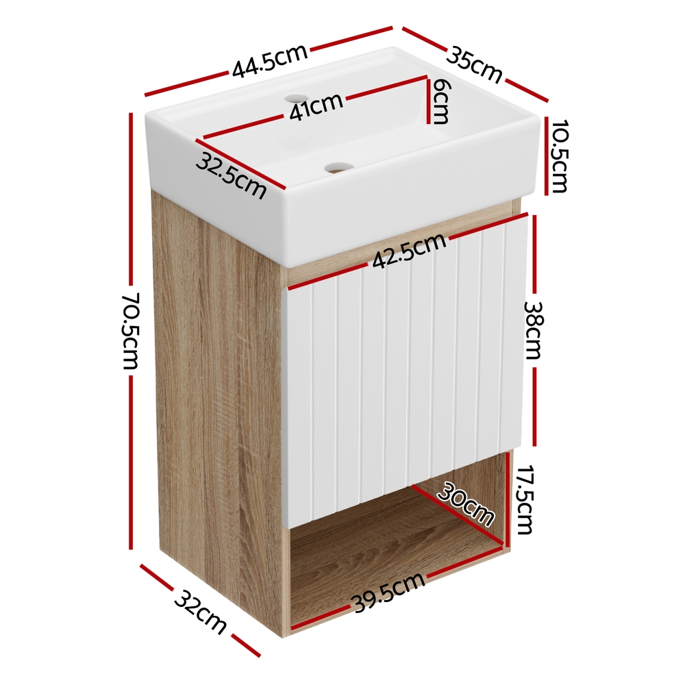 Cefito 445mm Vanity Unit, Wall Hung, White view 2
