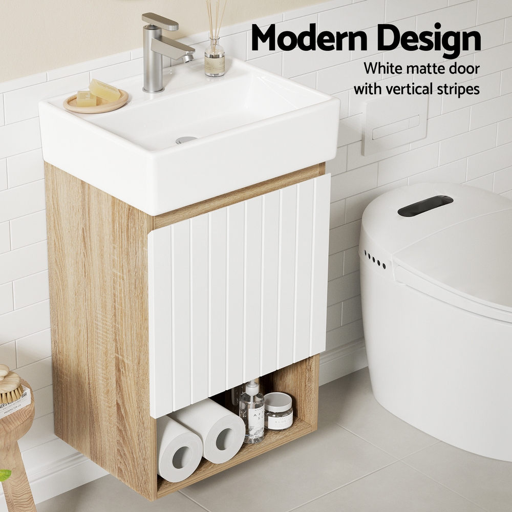 Cefito 445mm Vanity Unit, Wall Hung, White view 4