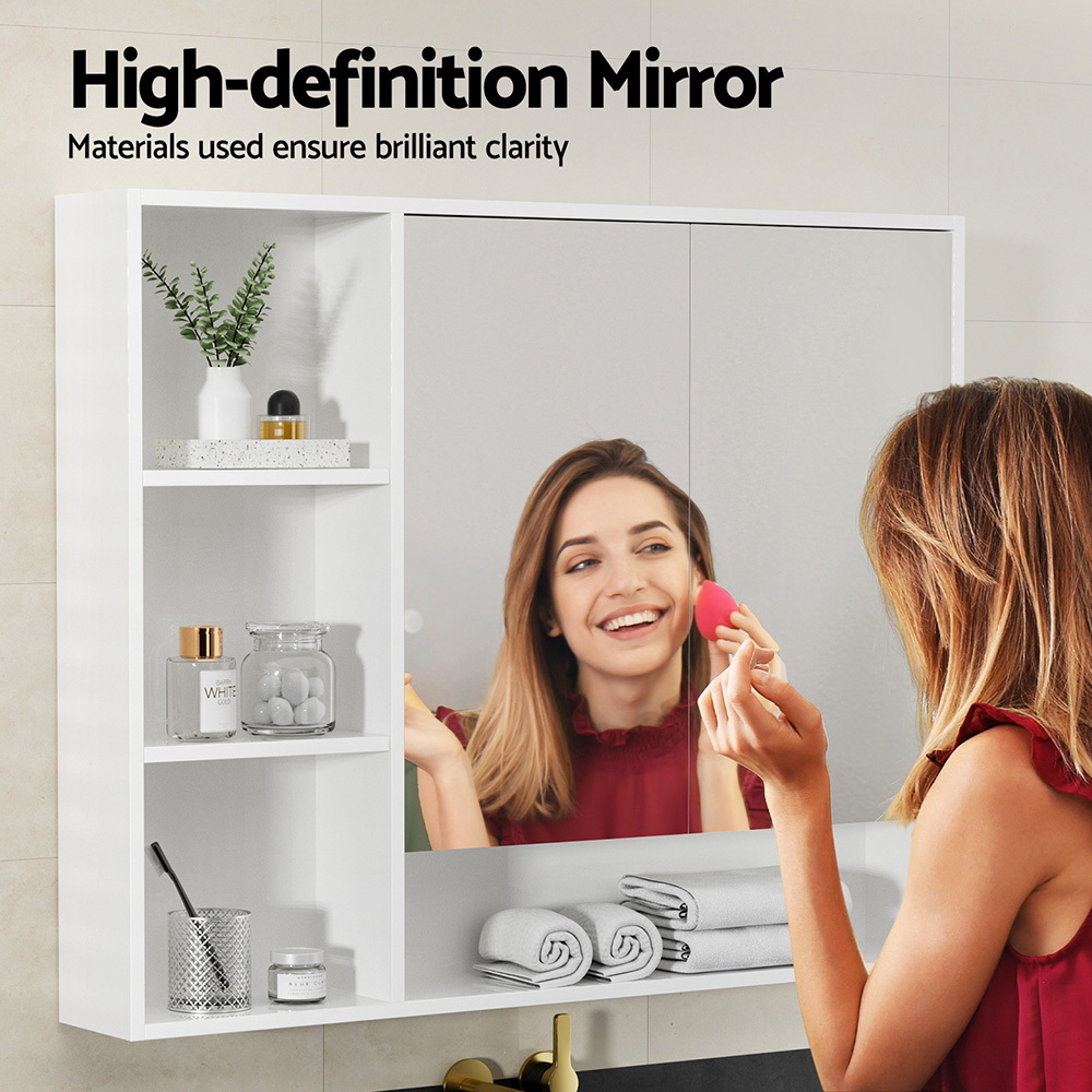 Cefito 100cm Wall Mounted Mirror Cabinet, Vanity Storage, White view 5