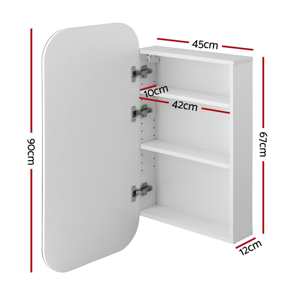 Cefito Oval Mirror Cabinet, Wall Hung, 450x900mm, White view 2