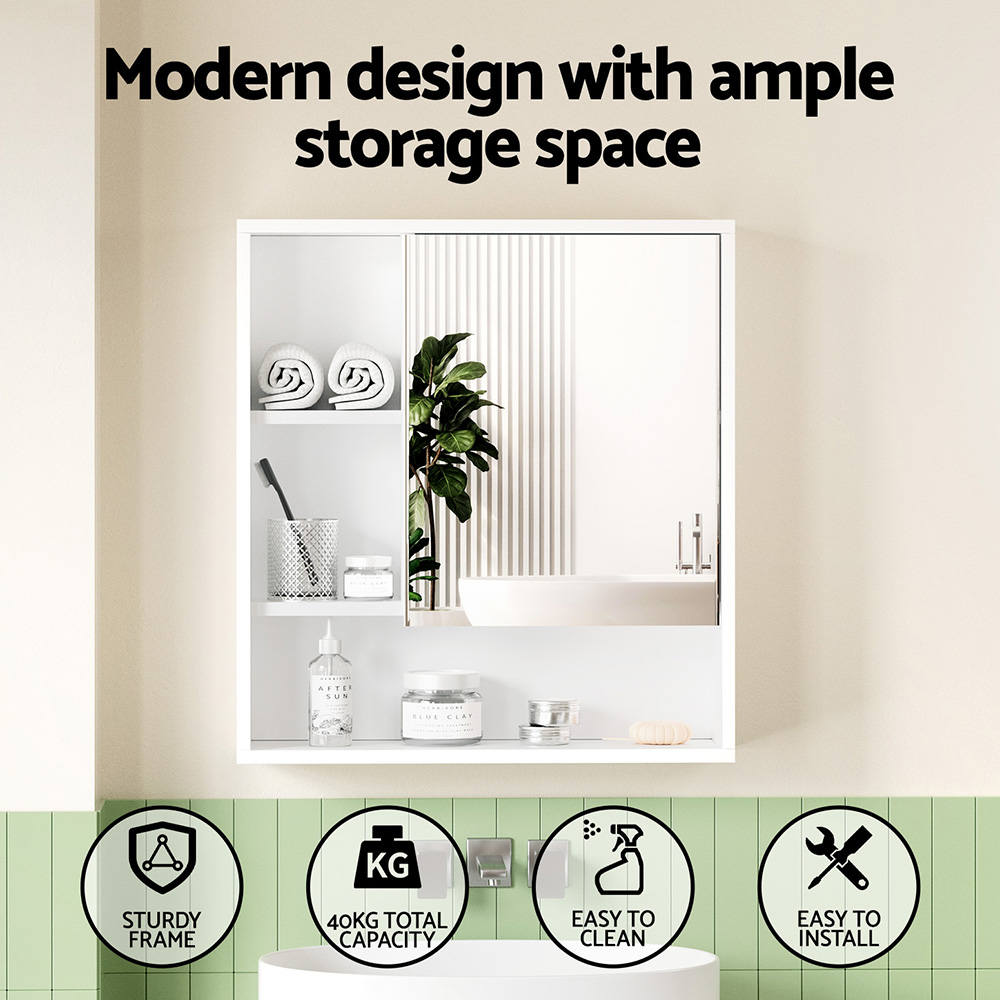 Cefito Mirror Cabinet, Adjustable Shelf, 560mm, Wall Mounted view 4