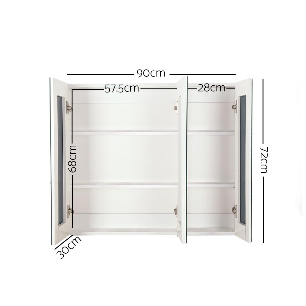 Cefito Vanity Mirror with Storage Cabinet, White view 2