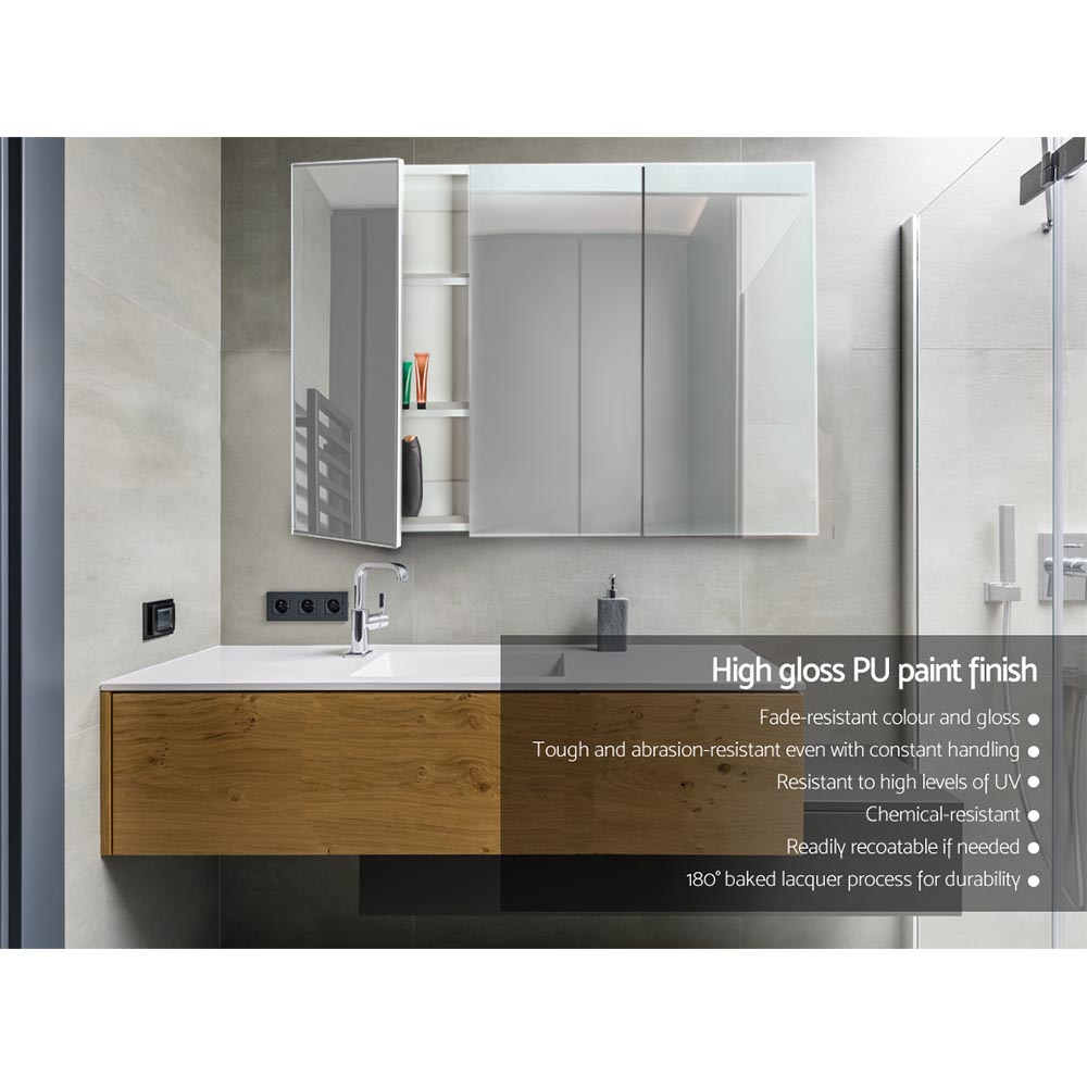 Cefito Vanity Mirror with Storage Cabinet, White view 4