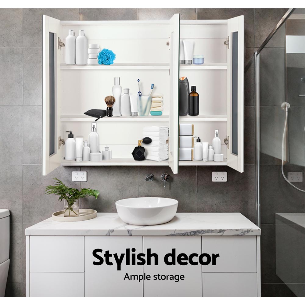 Cefito Vanity Mirror with Storage Cabinet, White view 5