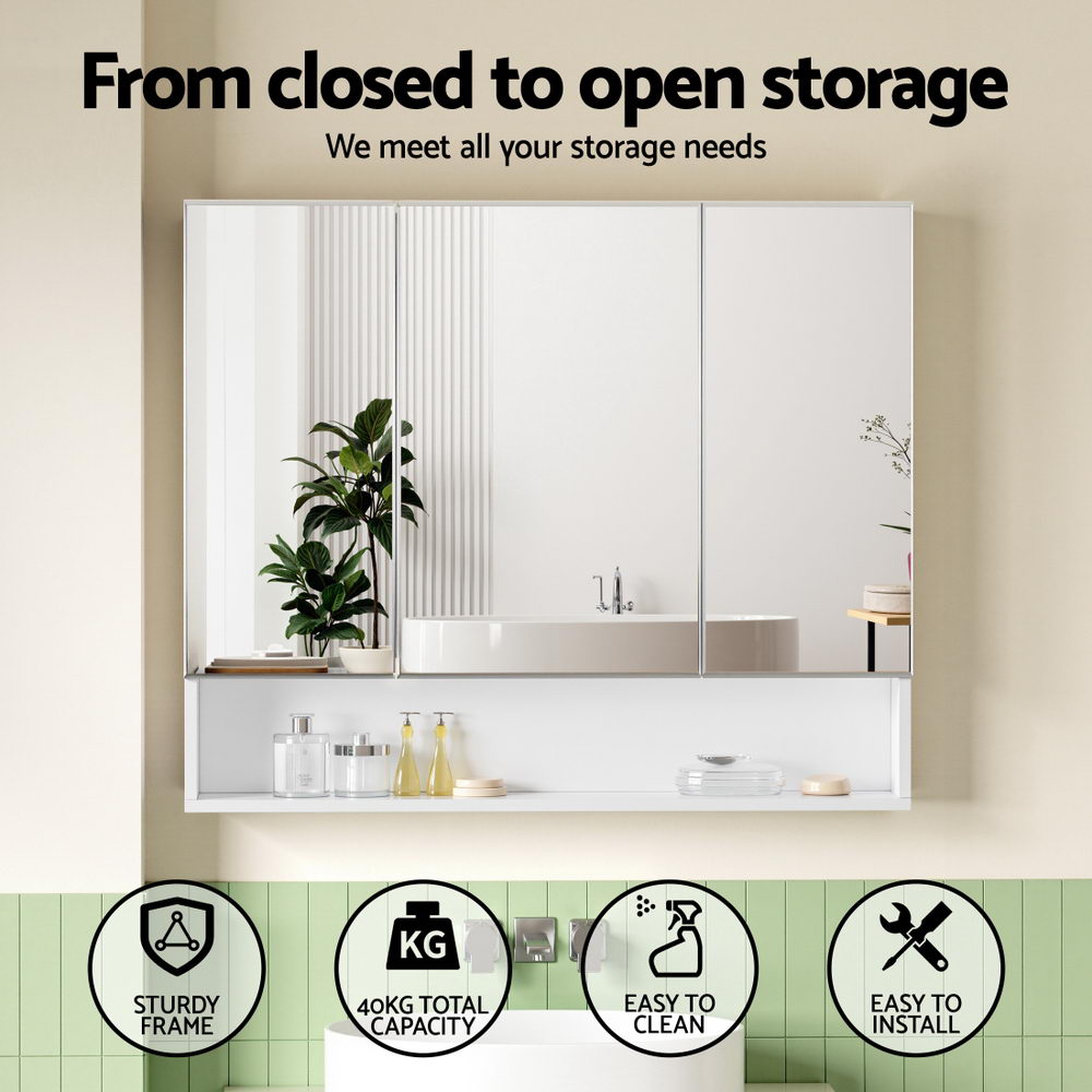 Cefito Mirror Cabinet with Adjustable Shelves, 2 Sizes, White view 4