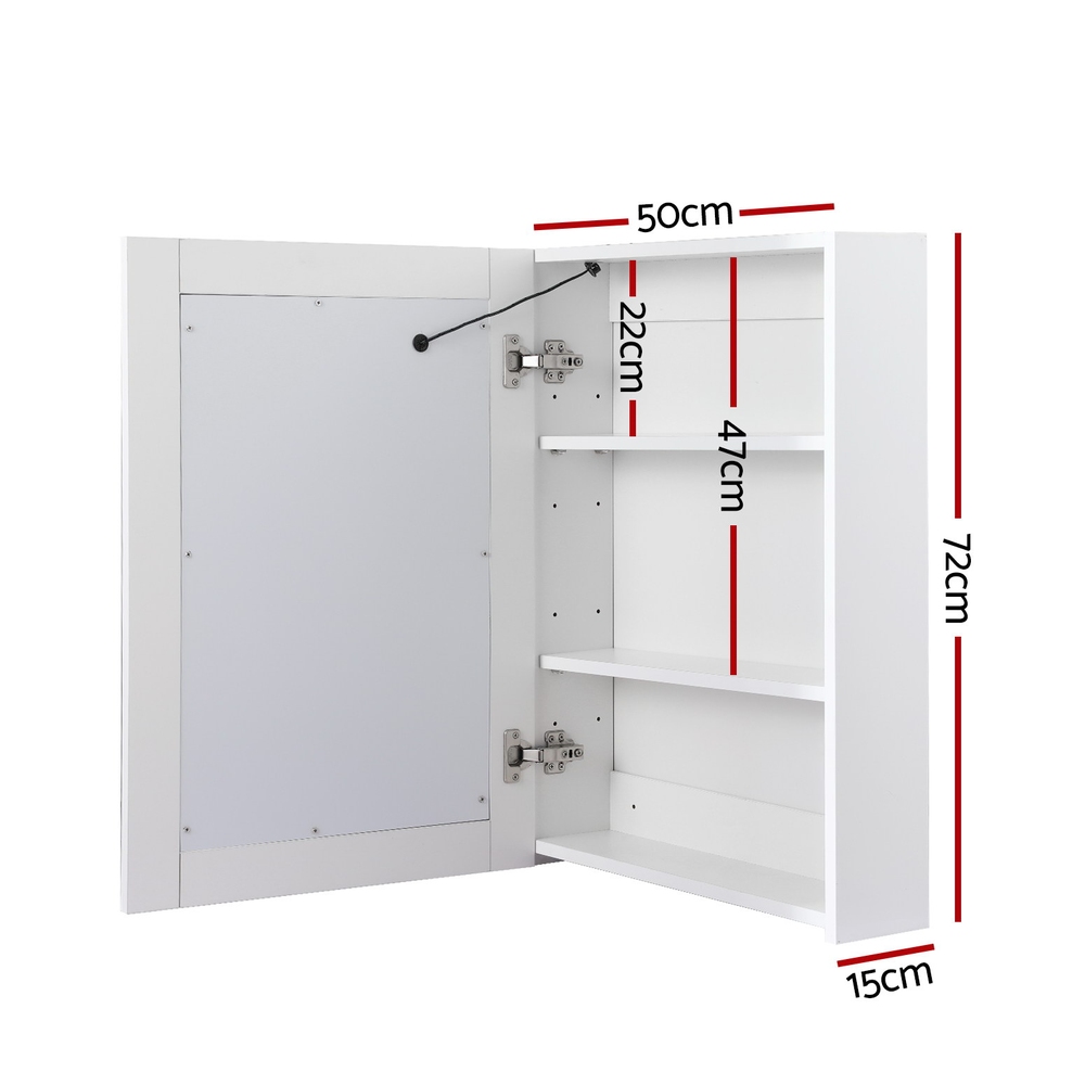 Cefito Bathroom Mirror Cabinet LED 500x720mm Wall Storage view 2