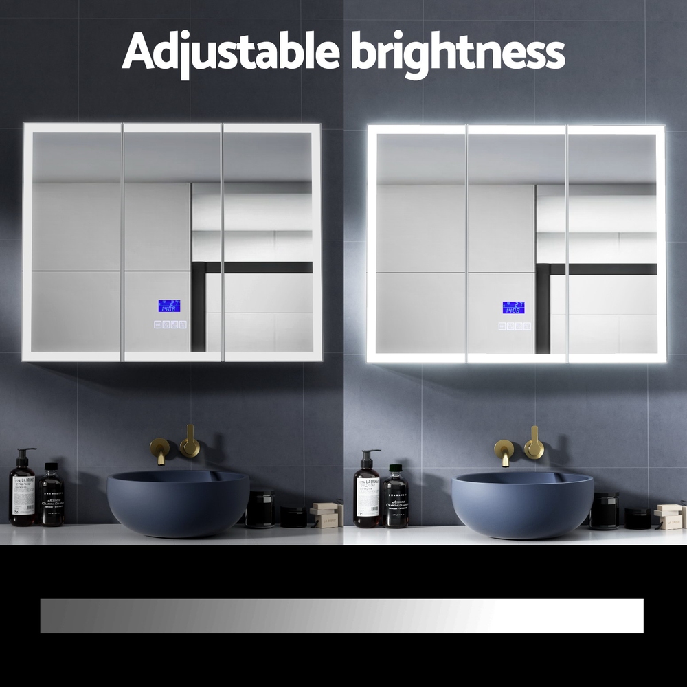 Cefito Bathroom Mirror Cabinet LED 900x720mm 3-Door Storage view 5