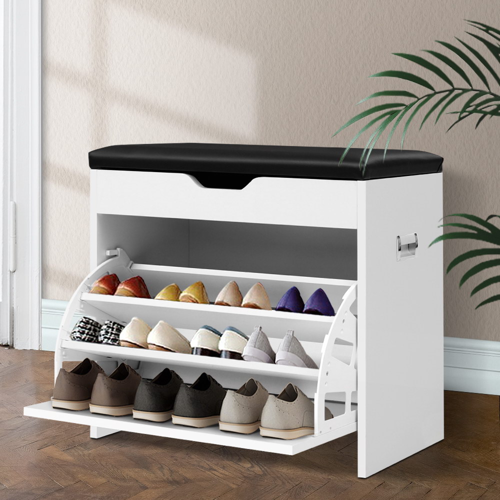 Artiss Shoe Rack Cabinet Bench 3-Tier 15 Pairs