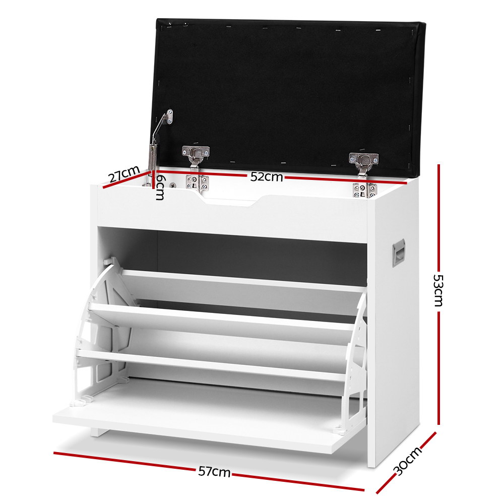 Artiss Shoe Rack Cabinet Bench 3-Tier 15 Pairs view 2