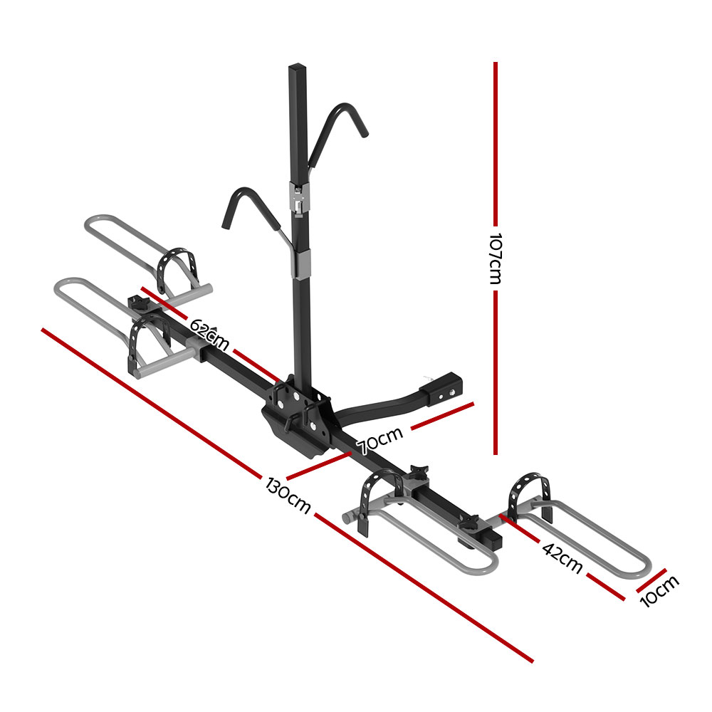 Giantz 2 Bike Carrier Rack Platform 2 Inch Hitch, Black view 2