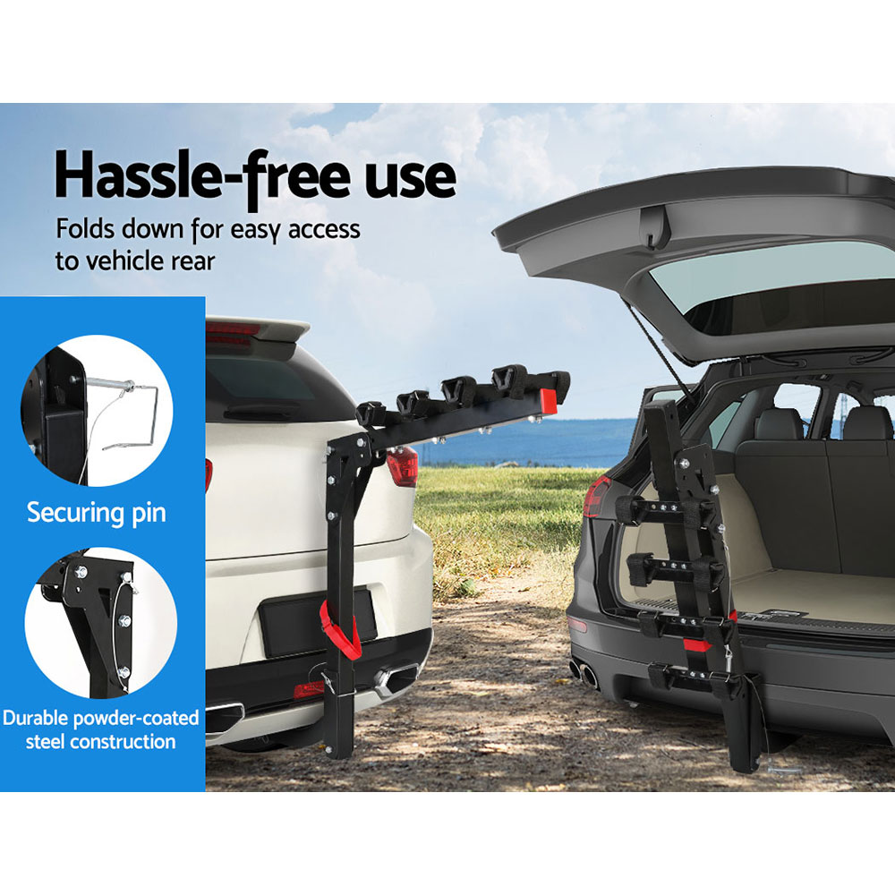 Giantz 4 Bike Carrier Rack Hitch Mount Foldable, Black view 4