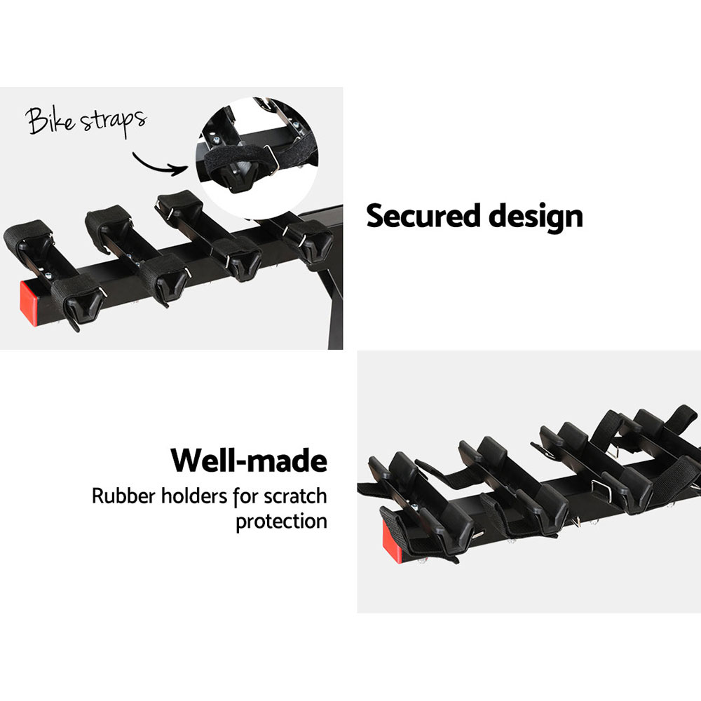 Giantz 4 Bike Carrier Rack Hitch Mount Foldable, Black view 5