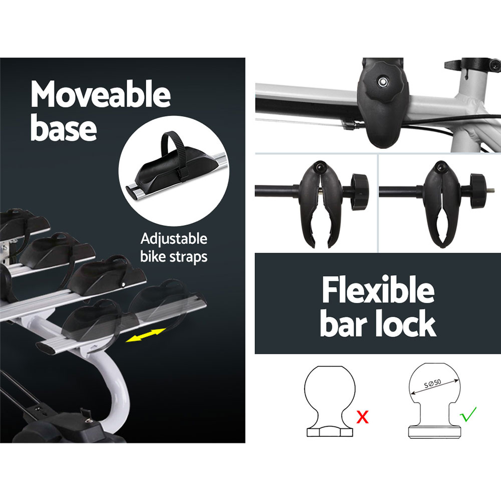 Giantz 4 Bike Carrier Rack Towbar Ball Mount with Lights view 4