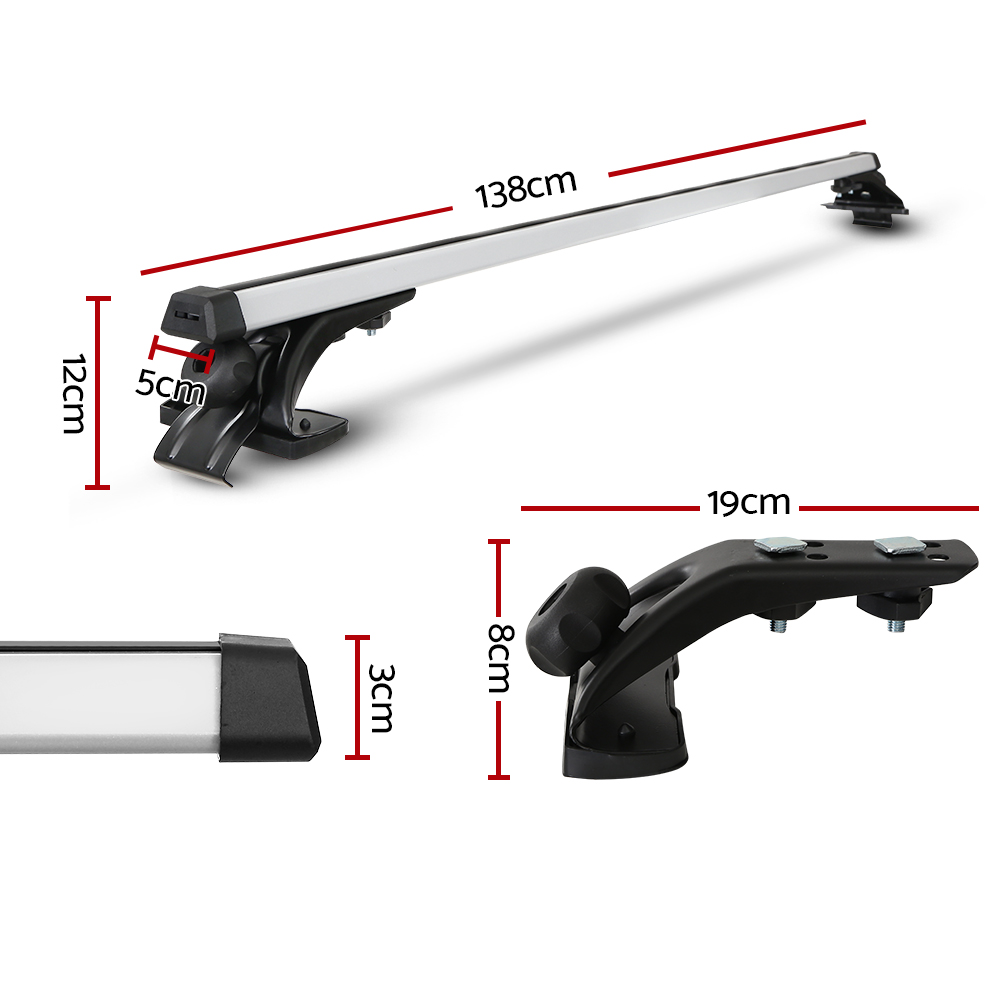 Universal Car Roof Rack Cross Bars 145cm, Silver or Black view 2