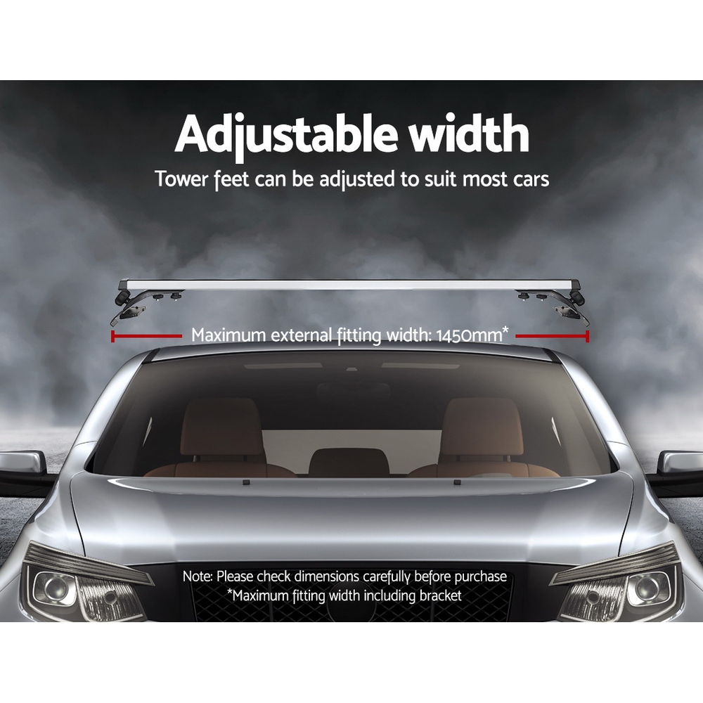 Universal Car Roof Rack Cross Bars 145cm, Silver or Black view 5