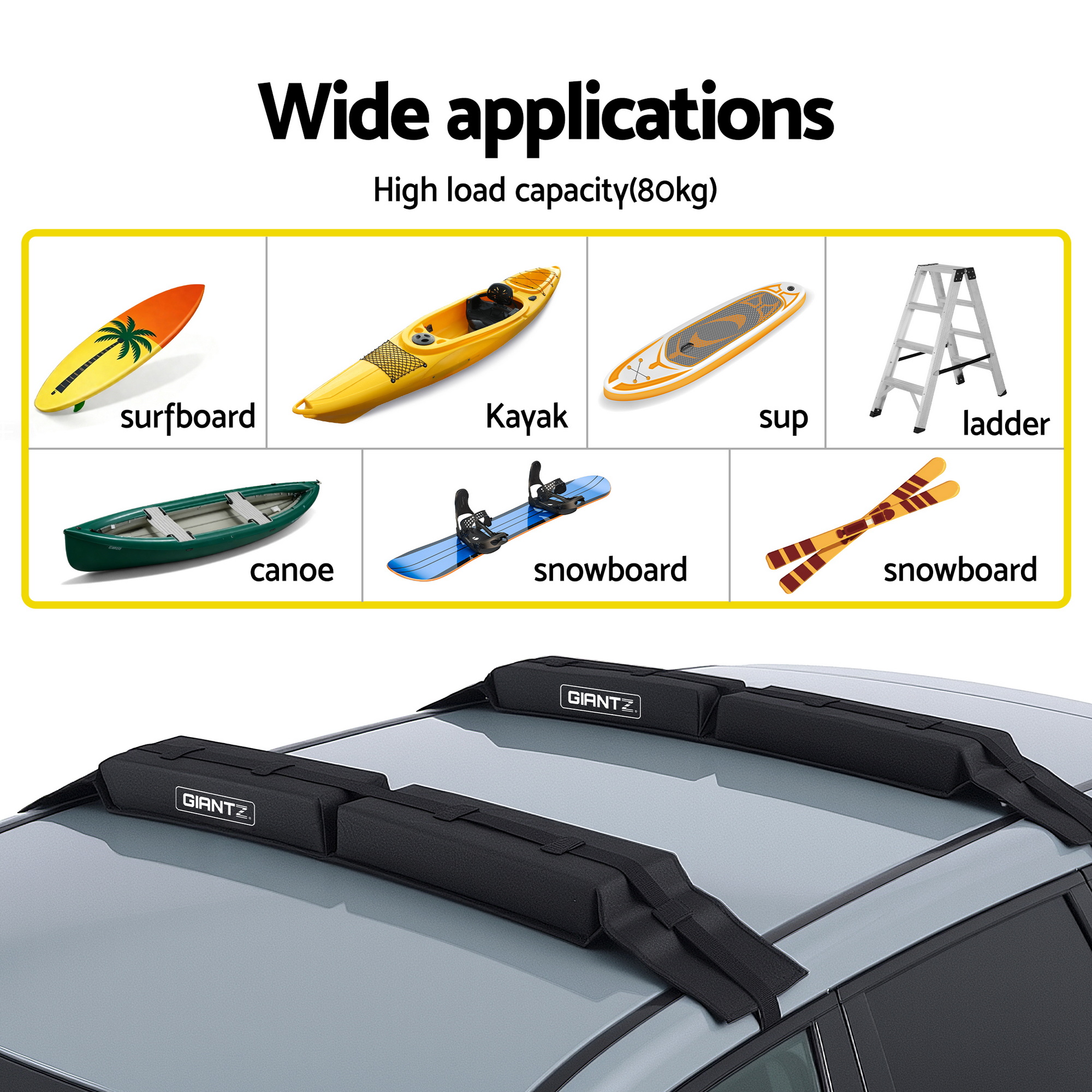 Giantz Universal Soft Roof Rack Pads for Kayak and SUP view 5