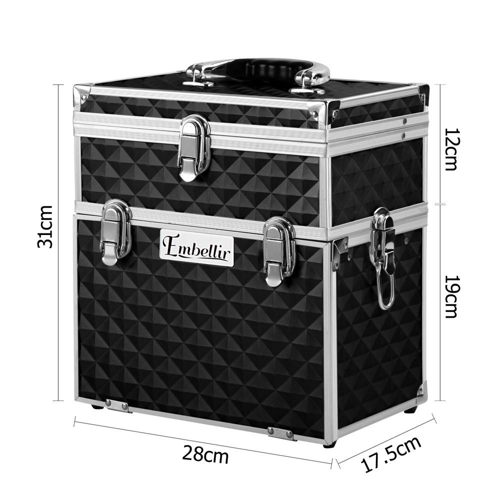 Embellir Makeup Case Diamond Black Aluminium, 2 Colours view 2