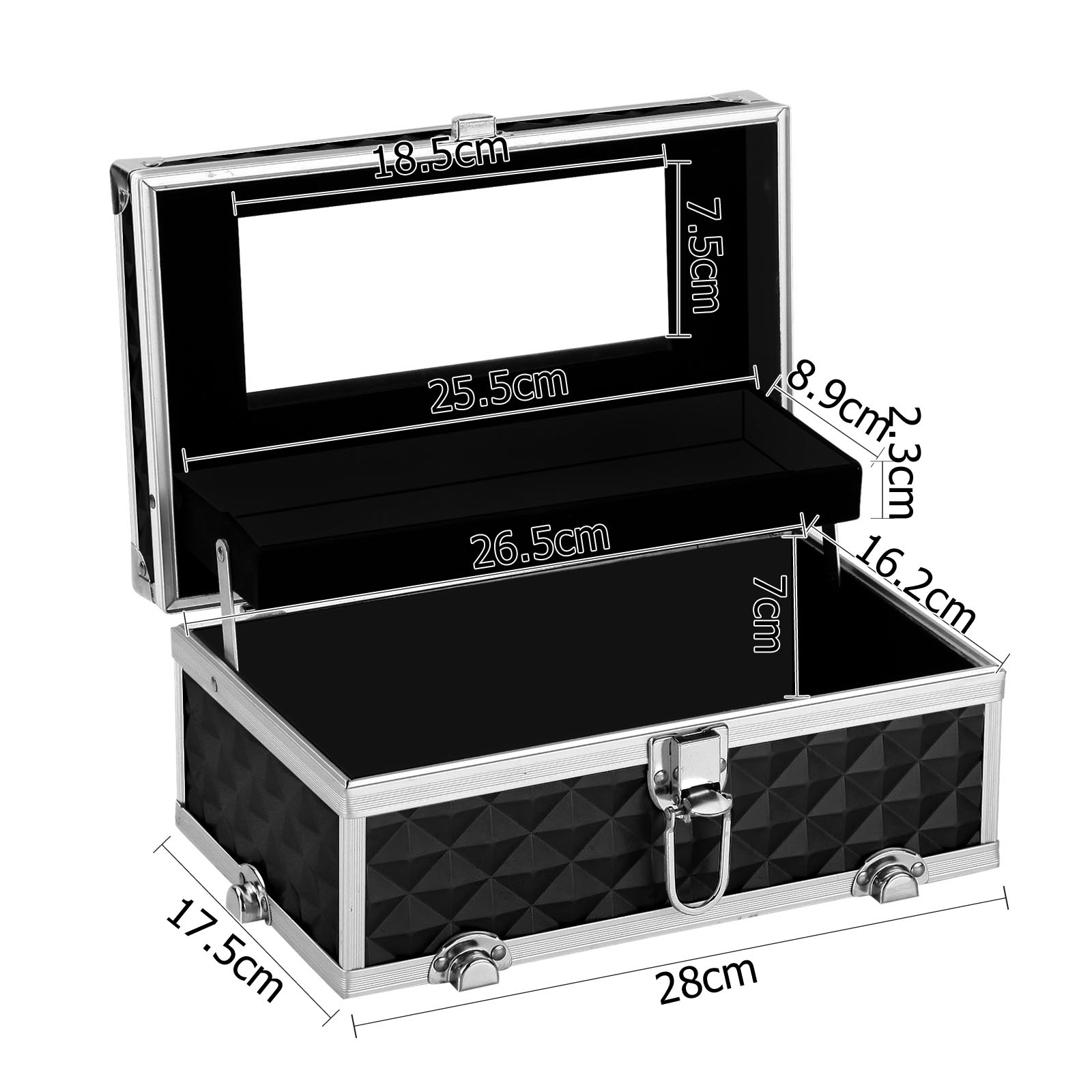 Embellir Makeup Case Diamond Black Aluminium, 2 Colours view 3